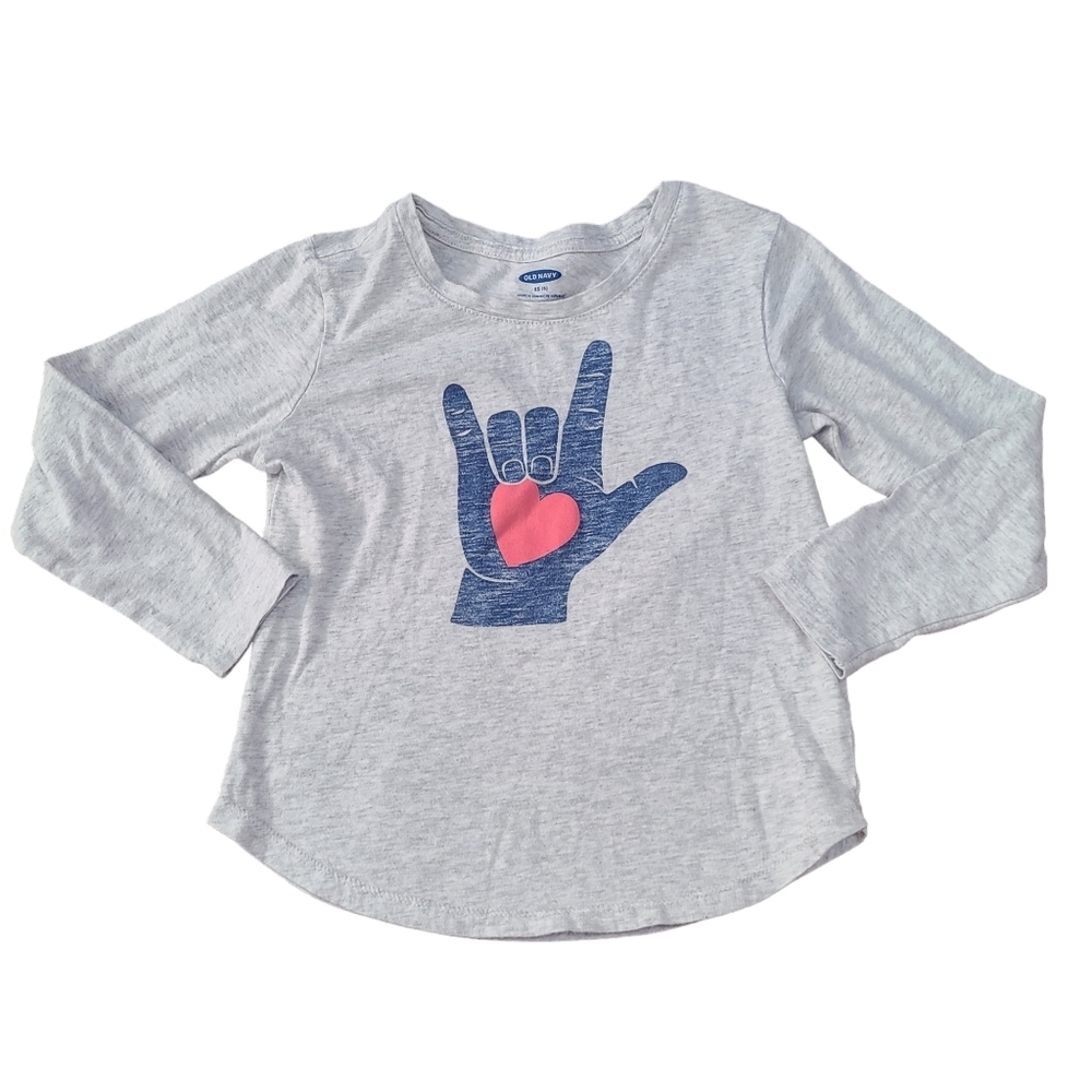 Old Navy Girls Size XS 5 Long Sleeve Shirt Top I love you